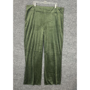 Cuddl Duds Womens Double Plush Velour Boot Leg Pants Size 2X Tall Green Lounge
